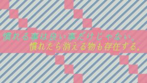 慣れる事は良い事だけじゃない。慣れたら消える物も存在する。